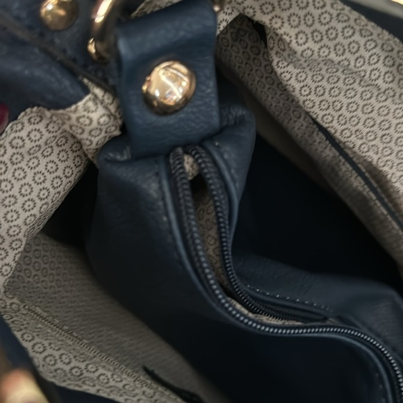 Navy Blue Rivet Three Piece Tote - Picture 8 of 8